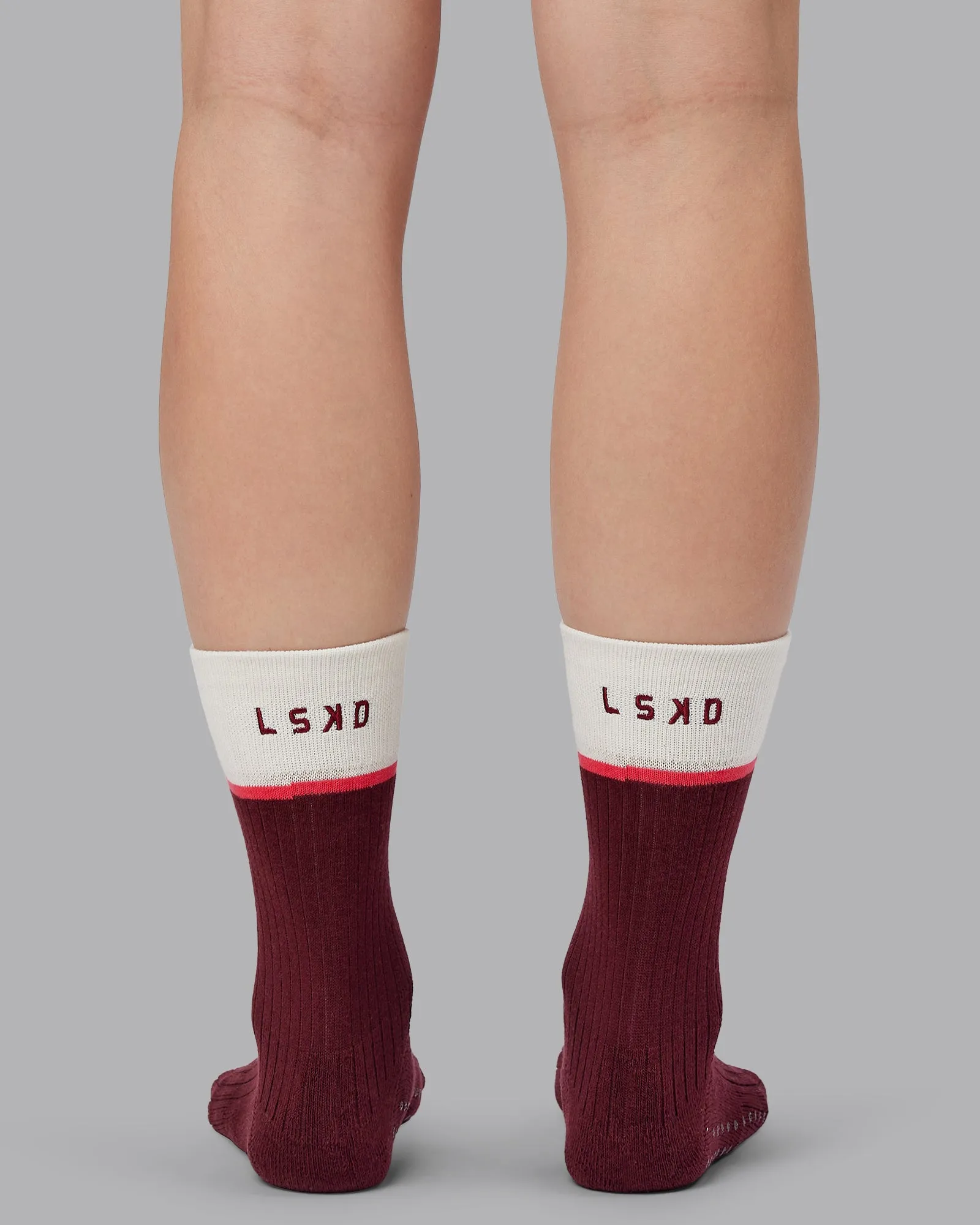 Elevate Crew Pilates Grip Sock - Dark Cherry sold by LSKD product image thumbnail 4