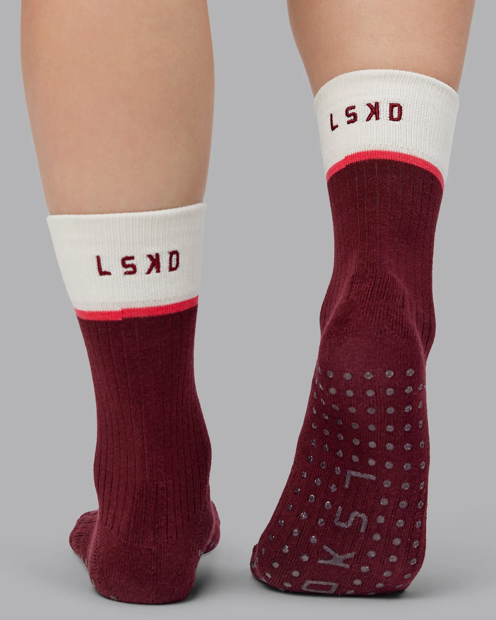Elevate Crew Pilates Grip Sock - Dark Cherry sold by LSKD product image thumbnail 2