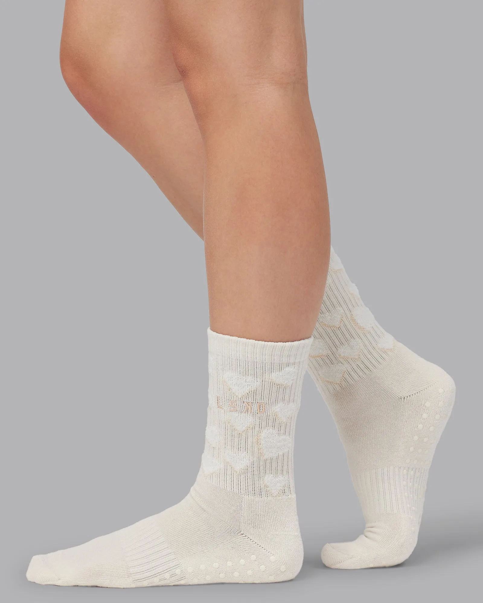 Cupid Crew Pilates Grip Sock - Ivory sold by LSKD