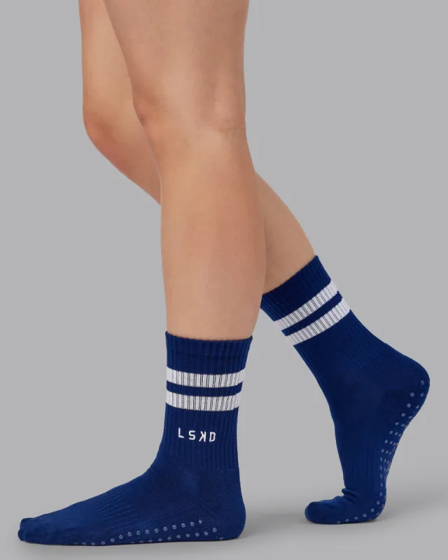 Heritage Crew Pilates Grip Socks - Midnight Blue sold by LSKD
