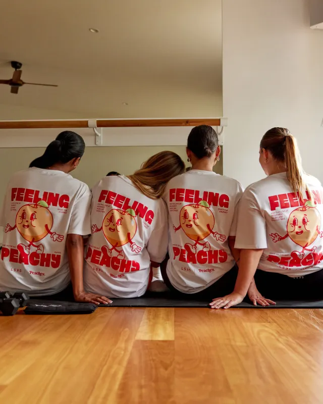 Peaches Pilates x LSKD FLXCotton Oversize Tee - White sold by LSKD