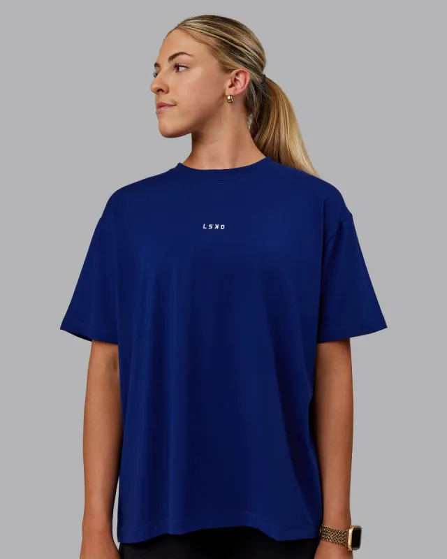 Go-To FLXCotton Oversized Tee - Midnight Blue-White sold by LSKD