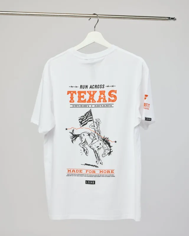 Unisex Run Across Texas FLXCotton Tee Oversize - White-Texas sold by LSKD