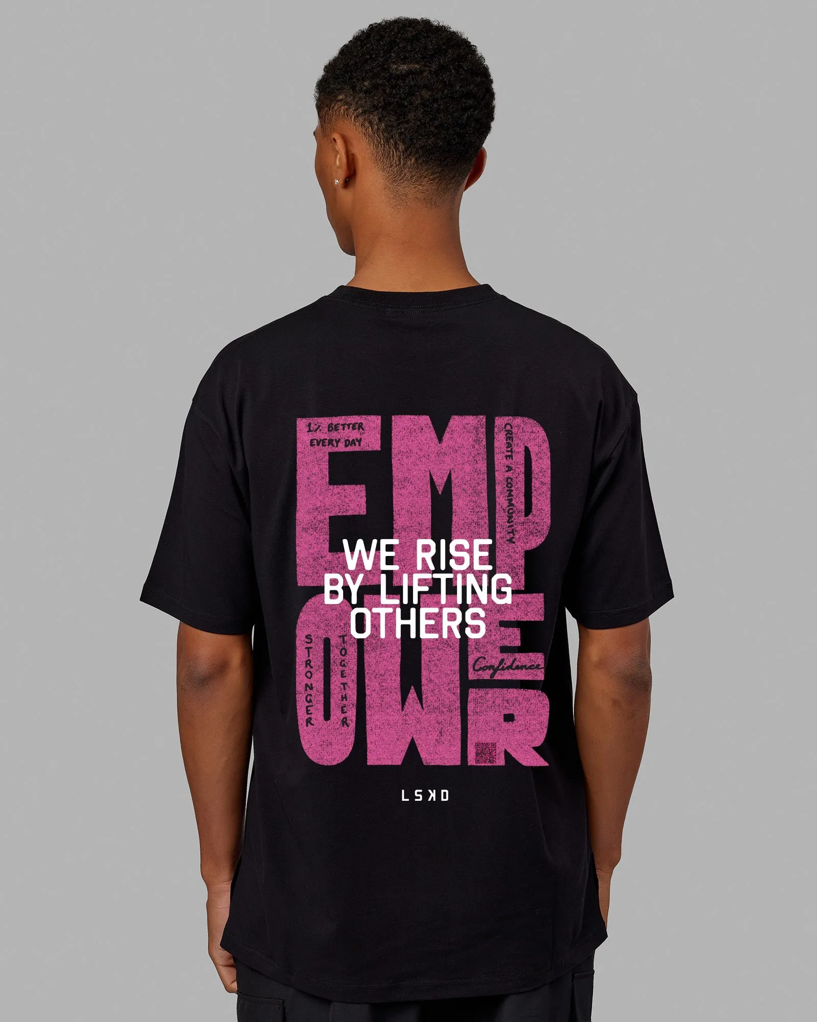 Unisex Empower FLXCotton Tee Oversize - Black-Berry Pink sold by LSKD