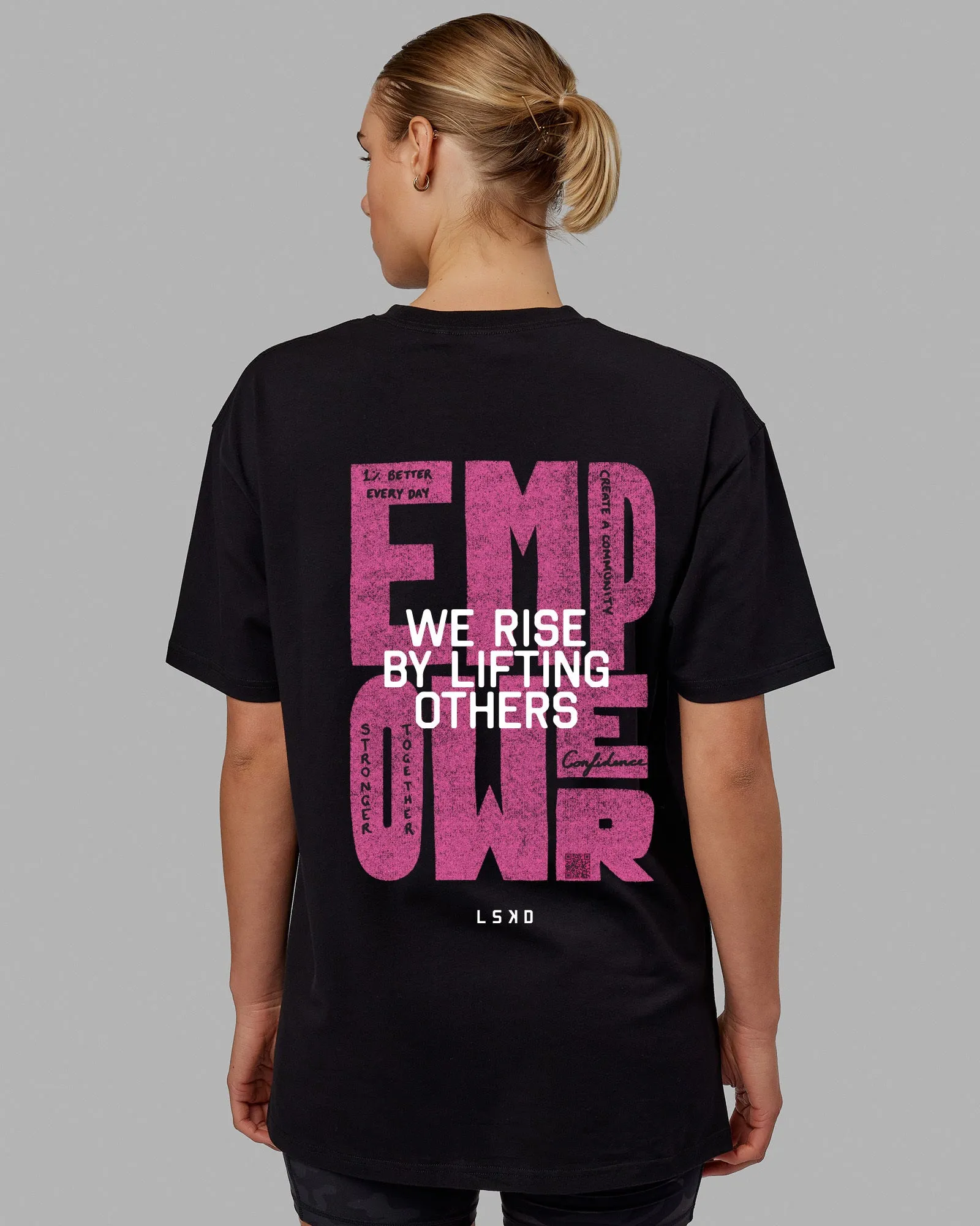 Unisex Empower FLXCotton Tee Oversize - Black-Berry Pink sold by LSKD product image thumbnail 5