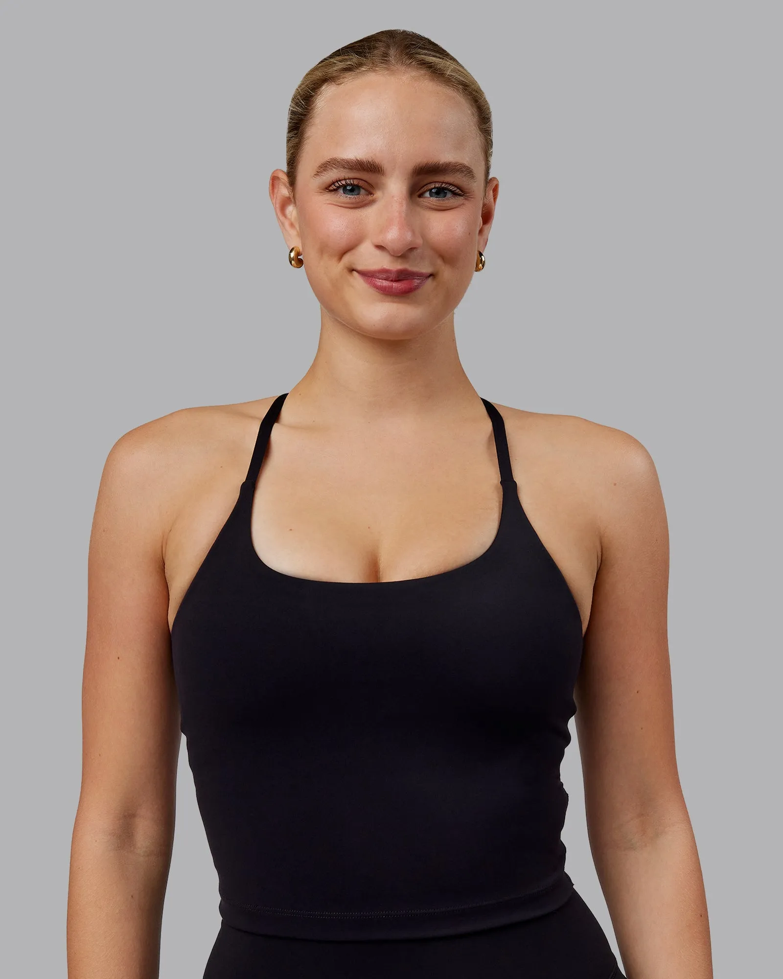 Twist Tank With Shelf Bra - Black sold by LSKD