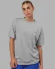 Unisex VS4 FLXCotton Tee Oversize - Light Grey Marl-Power Cobalt sold by LSKD