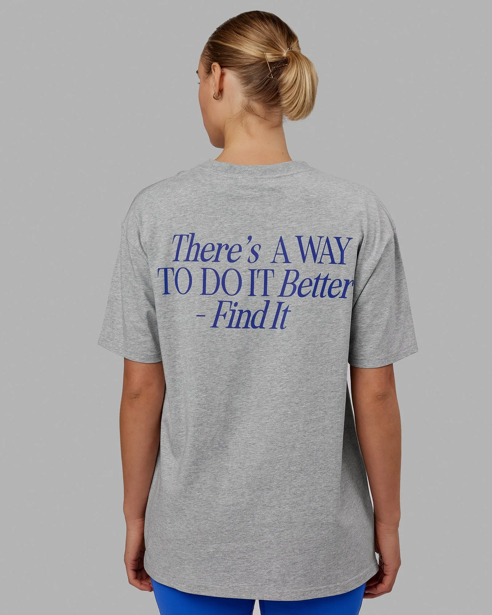 Unisex VS4 FLXCotton Tee Oversize - Light Grey Marl-Power Cobalt sold by LSKD product image thumbnail 2