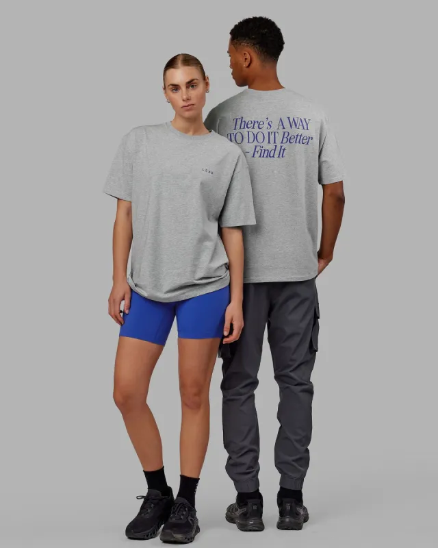Unisex VS4 FLXCotton Tee Oversize - Light Grey Marl-Power Cobalt sold by LSKD