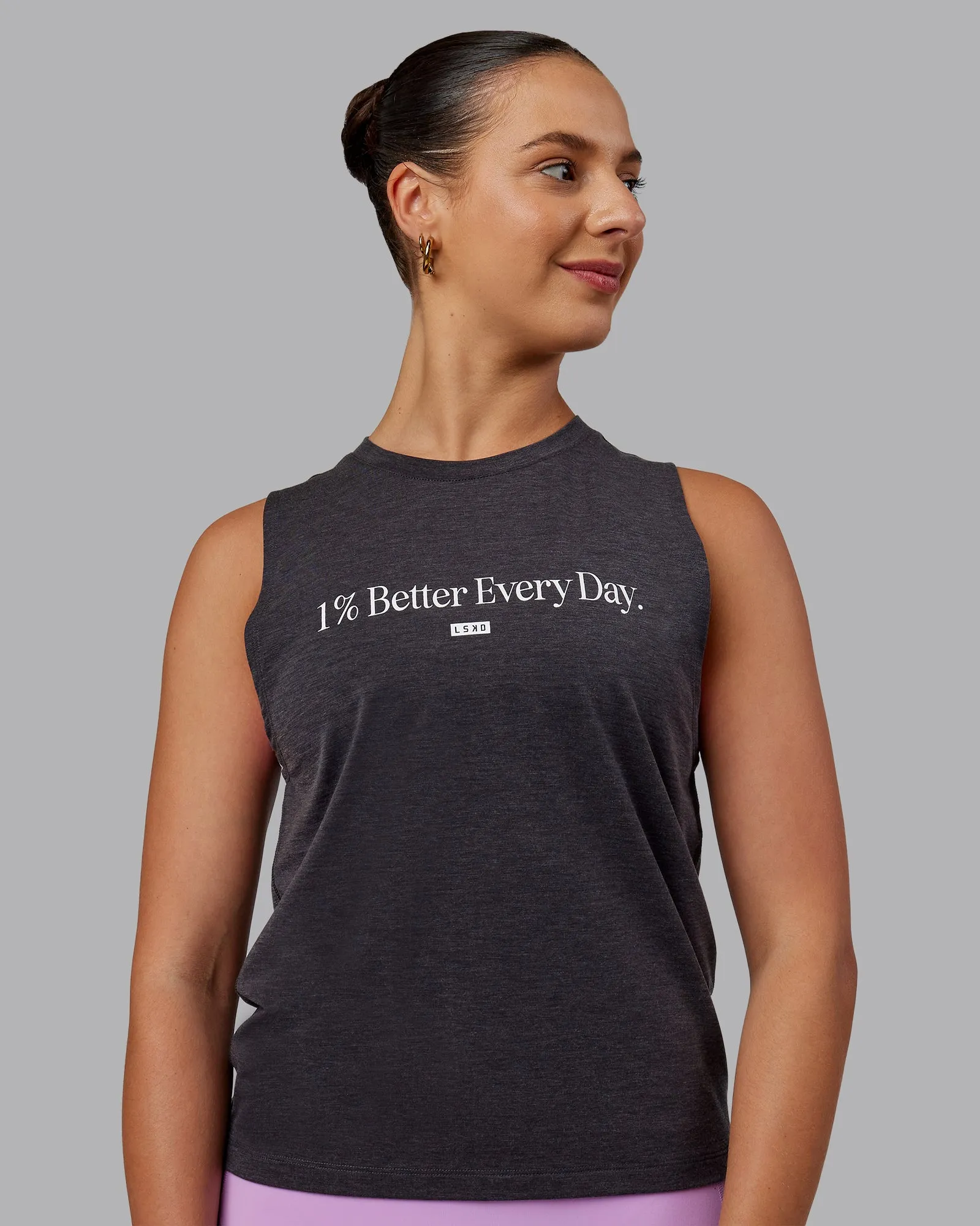 Unleash 1% Better Training Tank - Charcoal Marl-White sold by LSKD