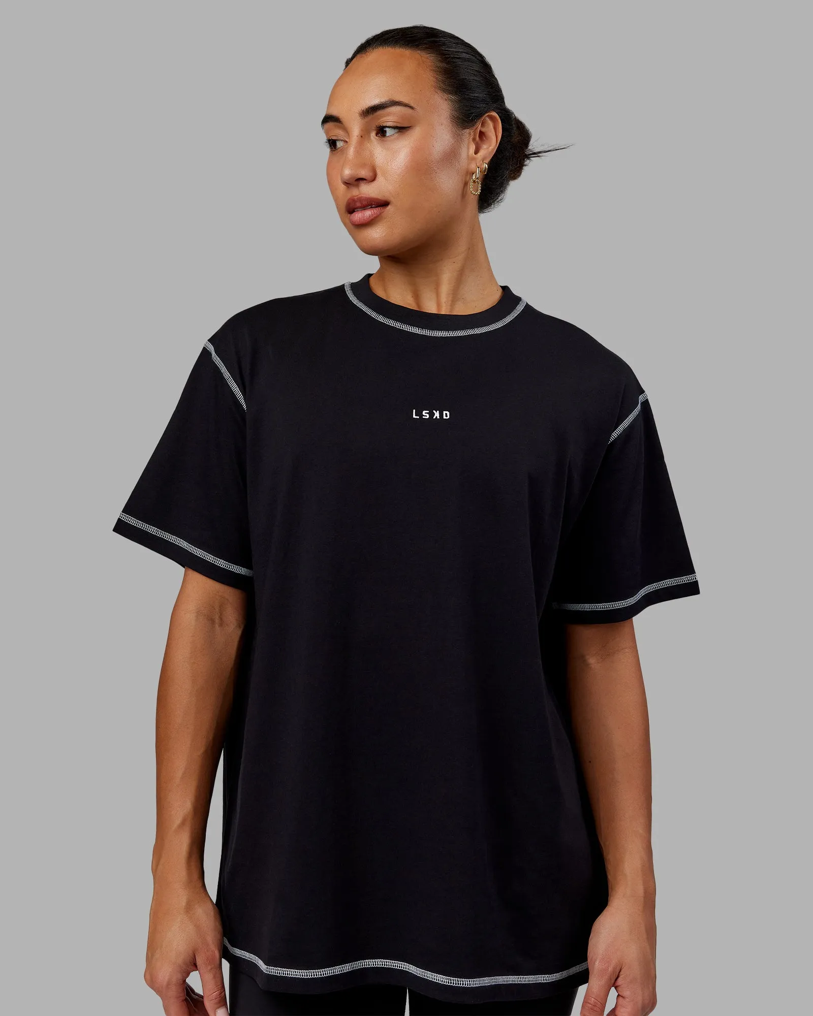 Go-To Contrast Oversized Tee - Black-White sold by LSKD product image thumbnail 3