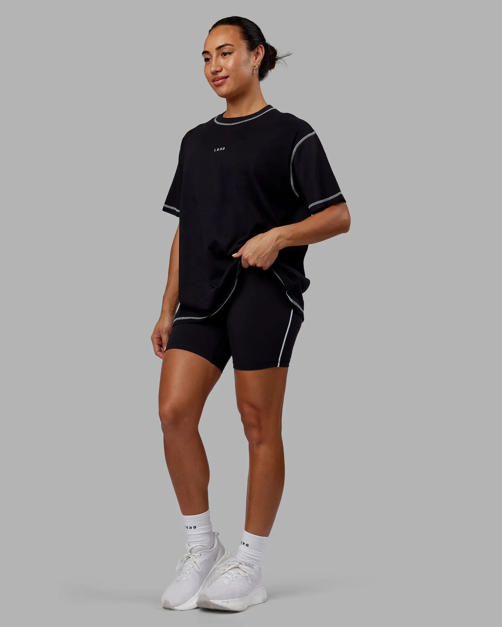 Go-To Contrast Oversized Tee - Black-White sold by LSKD