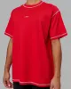 Go-To Contrast Oversized Tee - Scarlet-White sold by LSKD