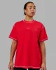 Go-To Contrast Oversized Tee - Scarlet-White sold by LSKD