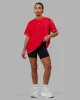 Go-To Contrast Oversized Tee - Scarlet-White sold by LSKD