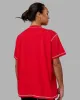 Go-To Contrast Oversized Tee - Scarlet-White sold by LSKD
