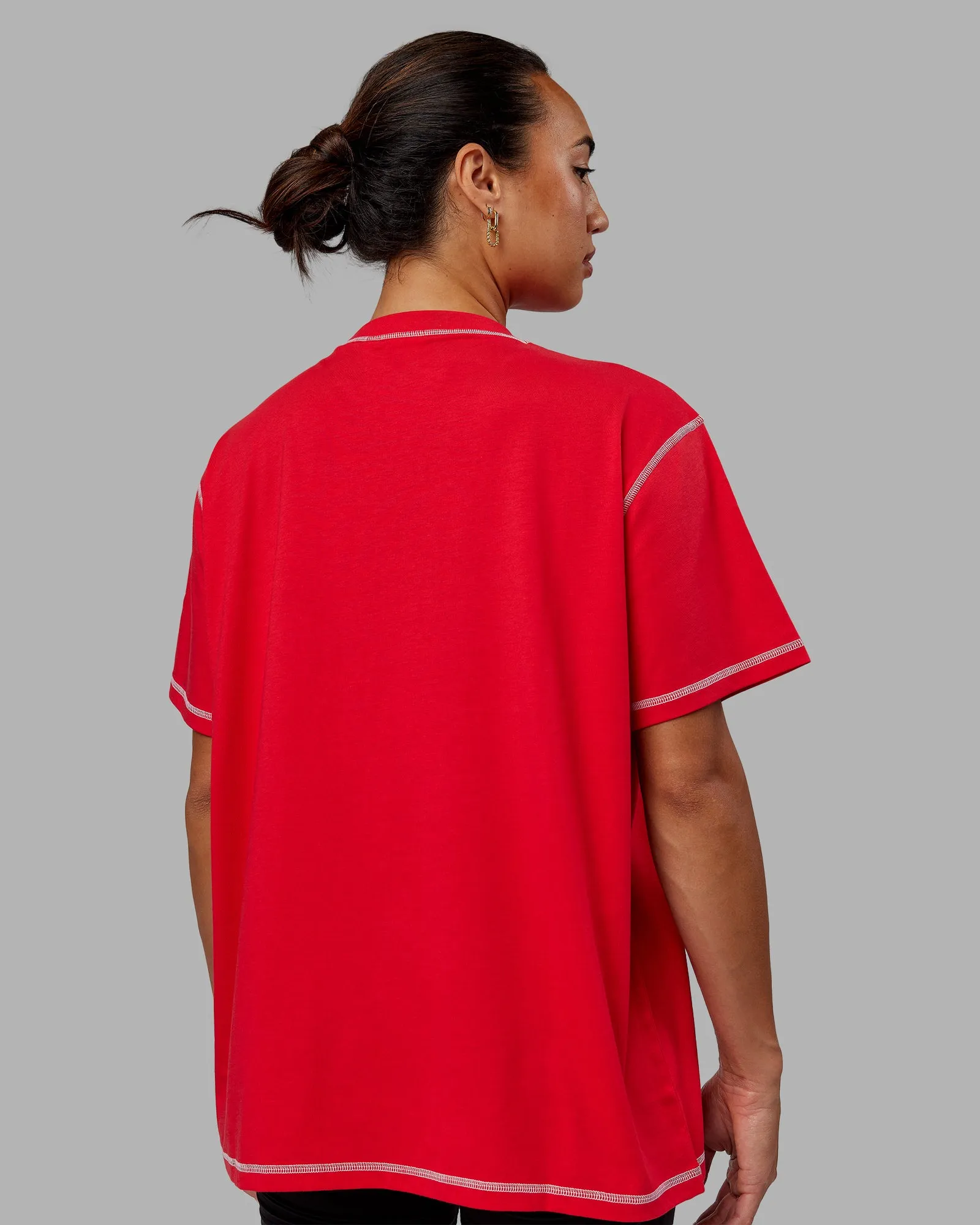 Go-To Contrast Oversized Tee - Scarlet-White sold by LSKD product image thumbnail 3