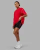 Go-To Contrast Oversized Tee - Scarlet-White sold by LSKD