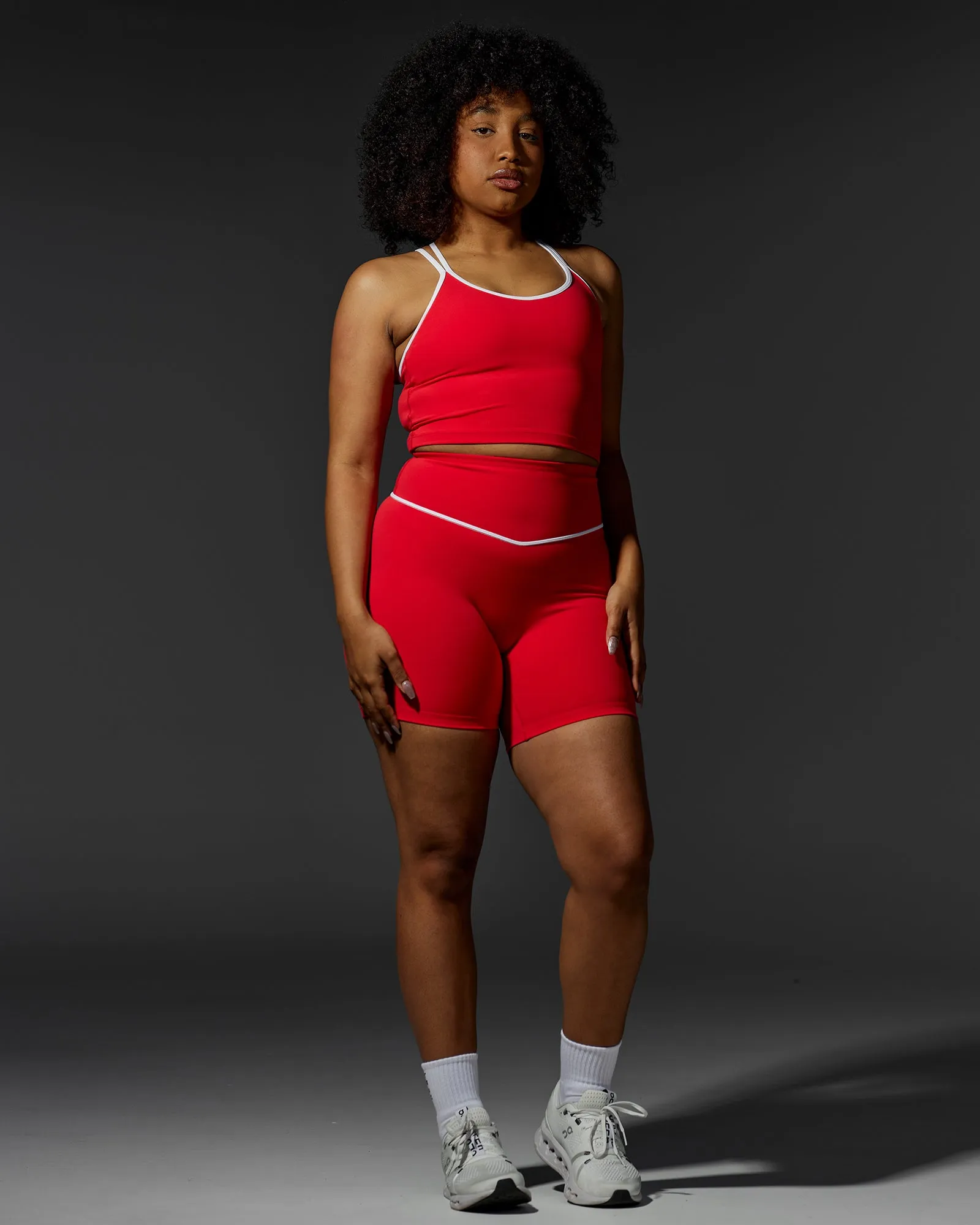 Contrast Active Tank With Shelf Bra - Scarlet-White sold by LSKD product image thumbnail 4