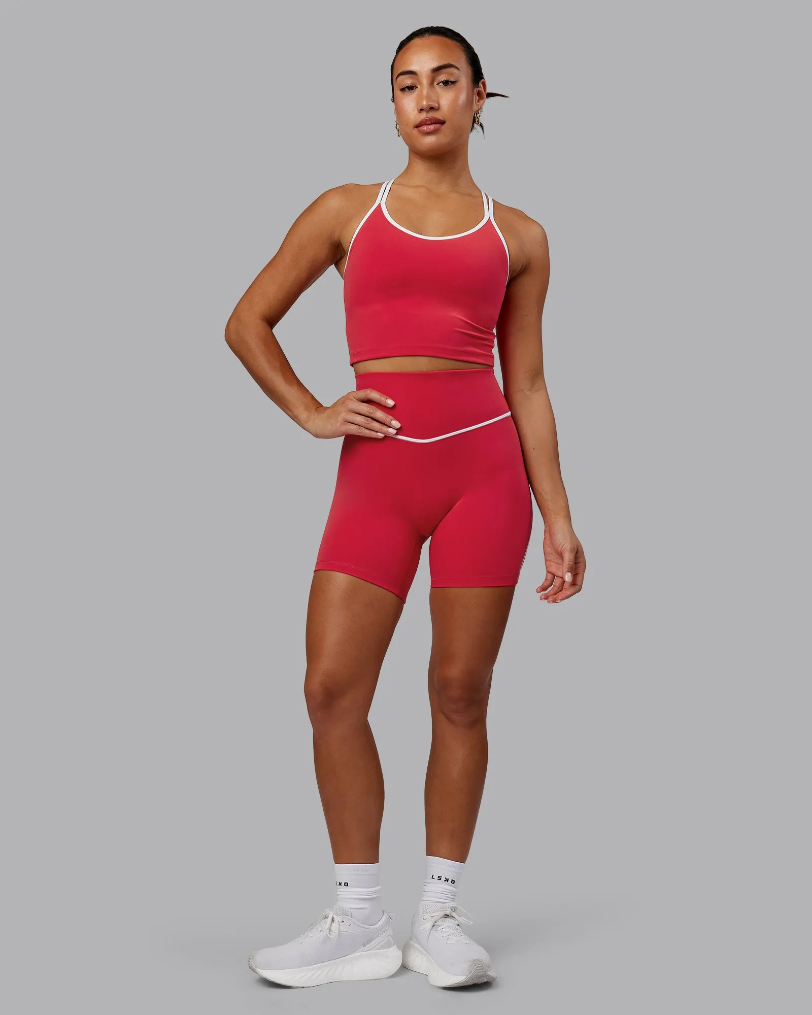 Contrast Active Tank With Shelf Bra - Scarlet-White sold by LSKD product image thumbnail 3