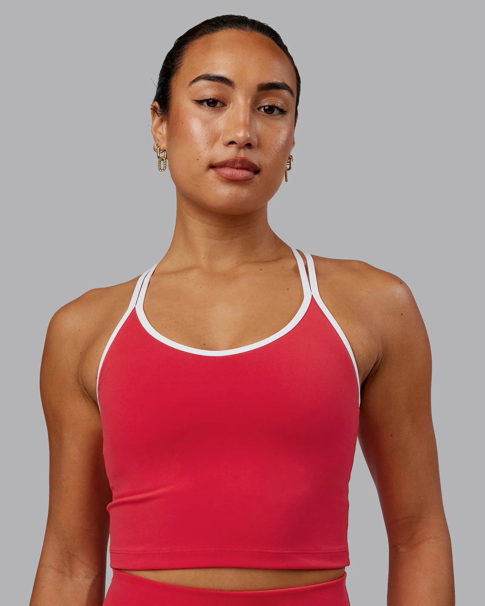 Contrast Active Tank With Shelf Bra - Scarlet-White sold by LSKD product image thumbnail 2