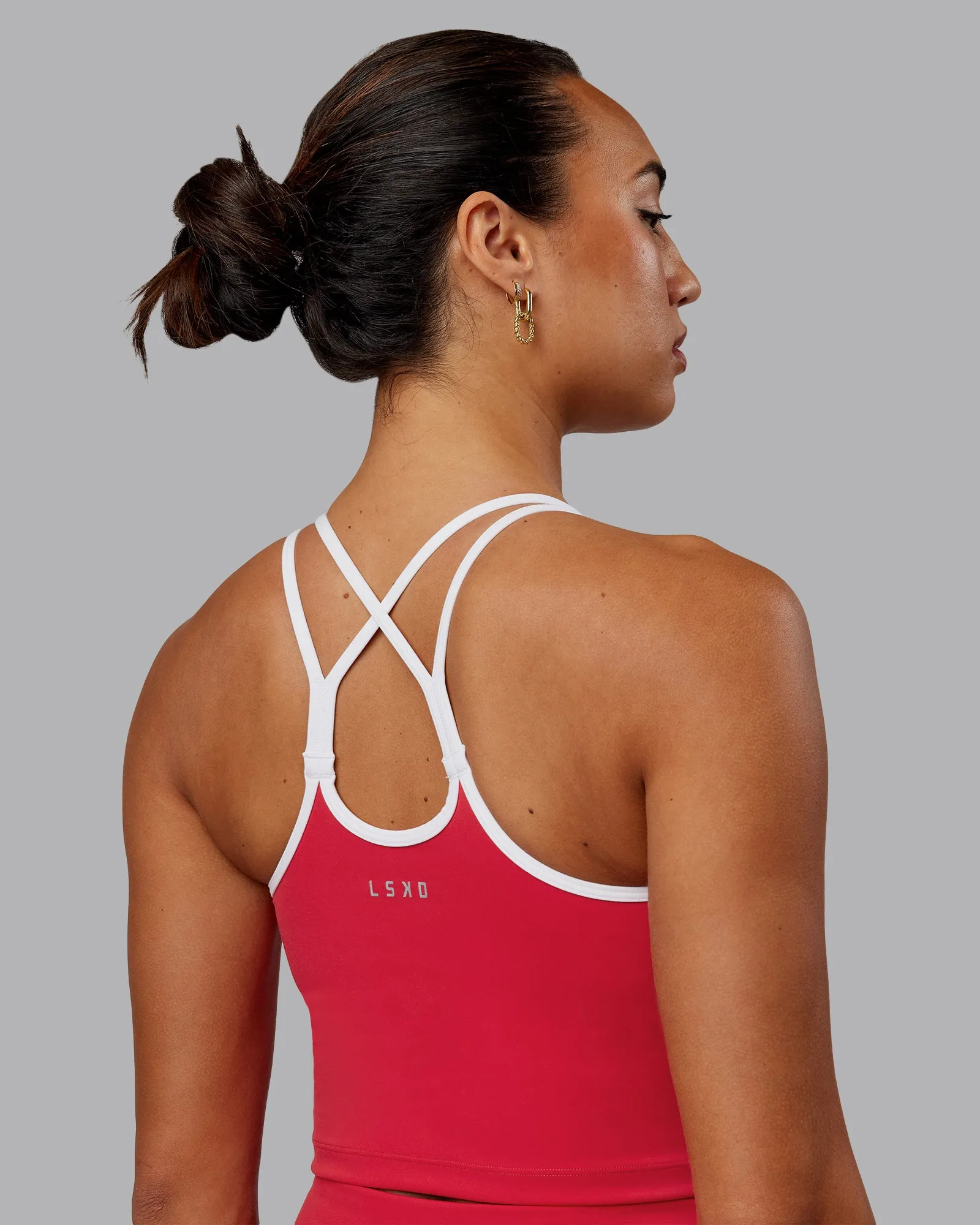 Contrast Active Tank With Shelf Bra - Scarlet-White sold by LSKD product image thumbnail 5