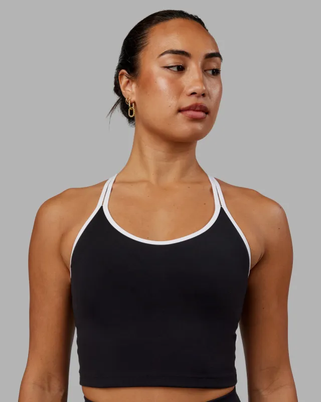 Contrast Active Tank With Shelf Bra - Black-White sold by LSKD