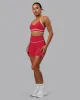 Contrast Mid Length Short Tight - Scarlet-White sold by LSKD