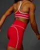 Contrast Mid Length Short Tight - Scarlet-White sold by LSKD