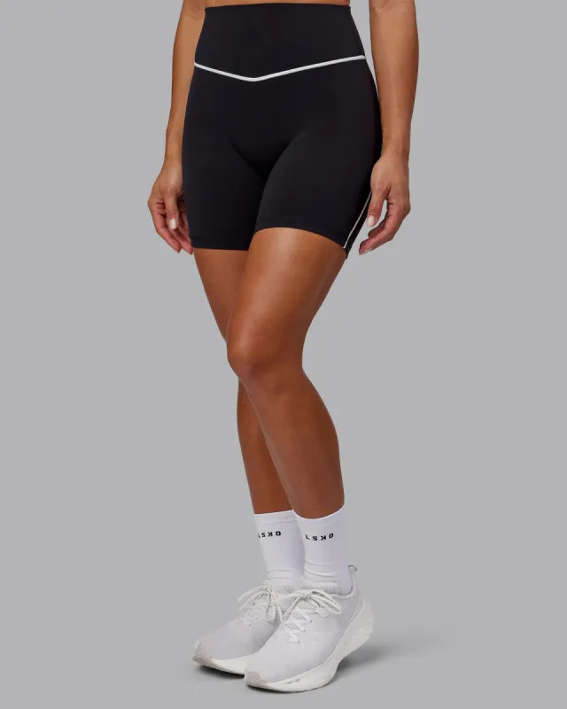 Contrast Mid Length Short Tights - Black-White sold by LSKD