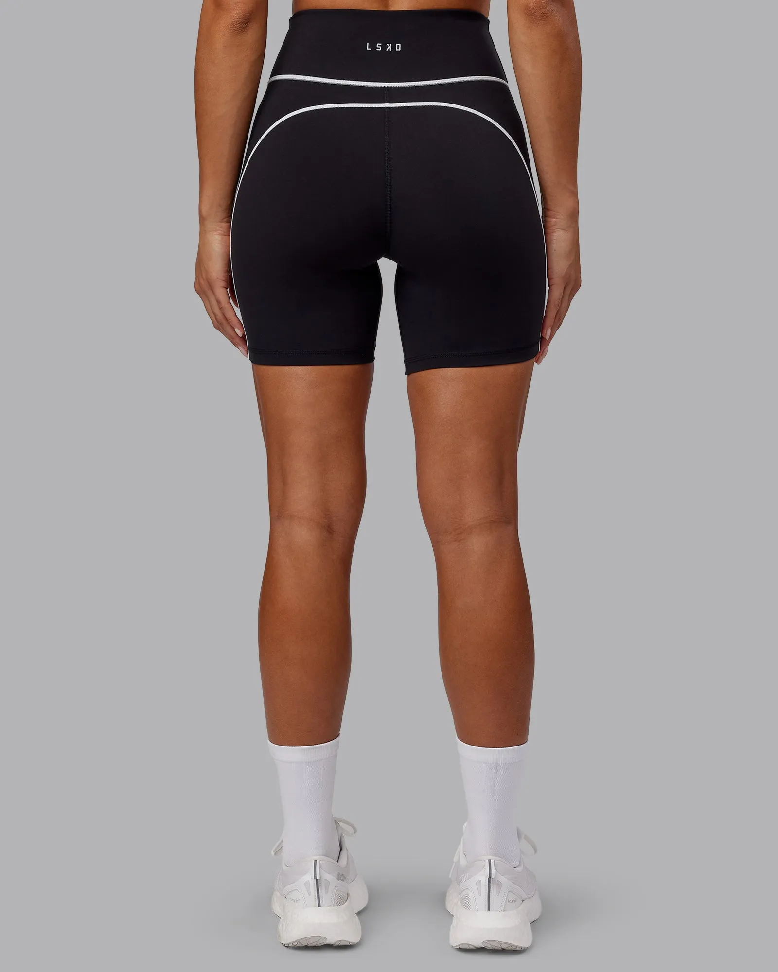Contrast Mid Length Short Tights - Black-White sold by LSKD product image thumbnail 4