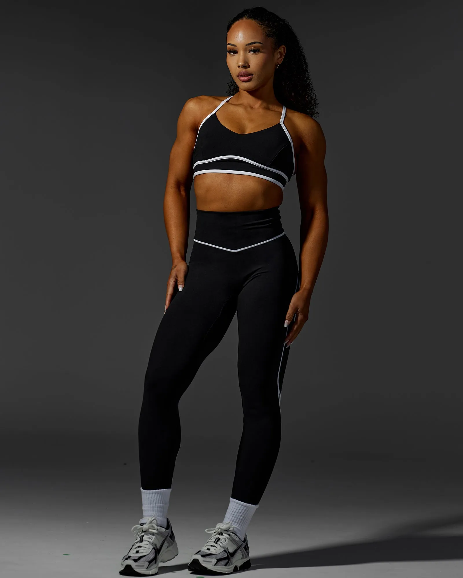 Contrast Full Length Tights - Black-White sold by LSKD product image thumbnail 3