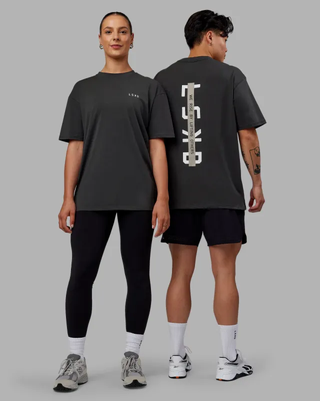 Unisex Strike Through FLXCotton Tee Oversize - Pirate Black-Black sold by LSKD