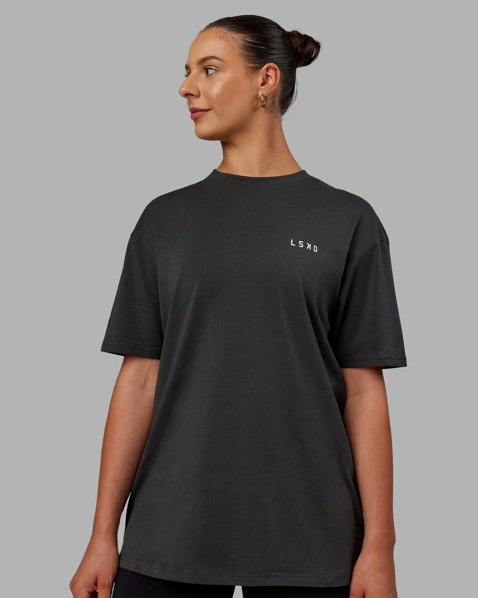 Unisex Strike Through FLXCotton Tee Oversize - Pirate Black-Black sold by LSKD product image thumbnail 3