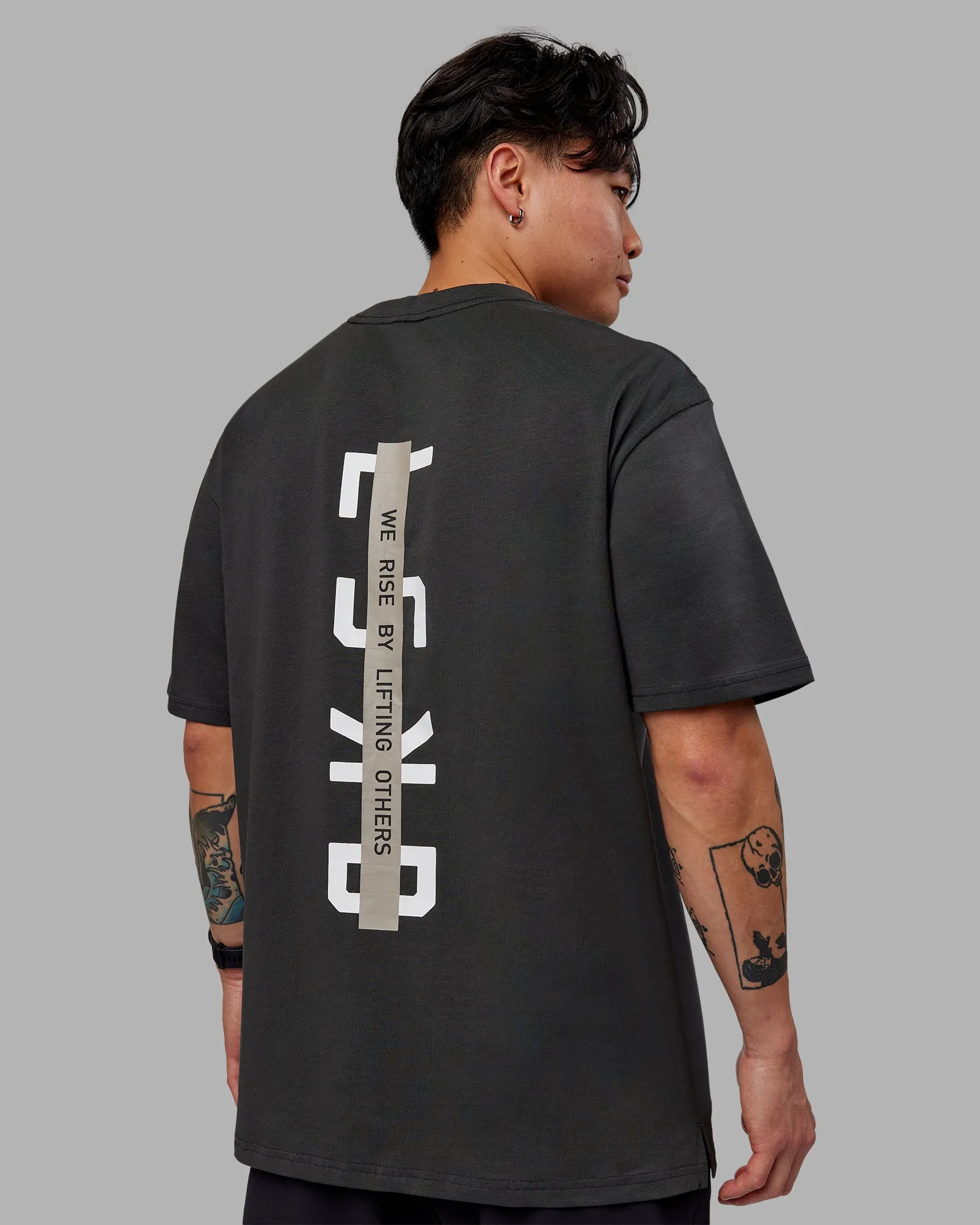Unisex Strike Through FLXCotton Tee Oversize - Pirate Black-Black sold by LSKD product image thumbnail 2