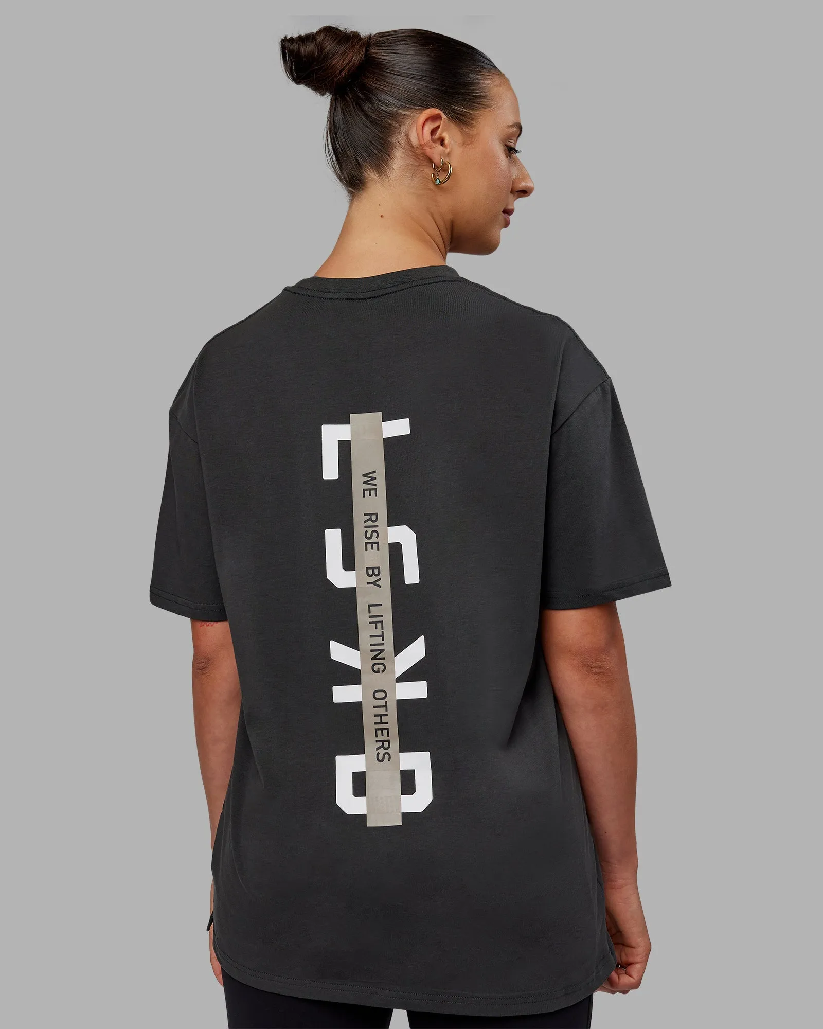 Unisex Strike Through FLXCotton Tee Oversize - Pirate Black-Black sold by LSKD product image thumbnail 5