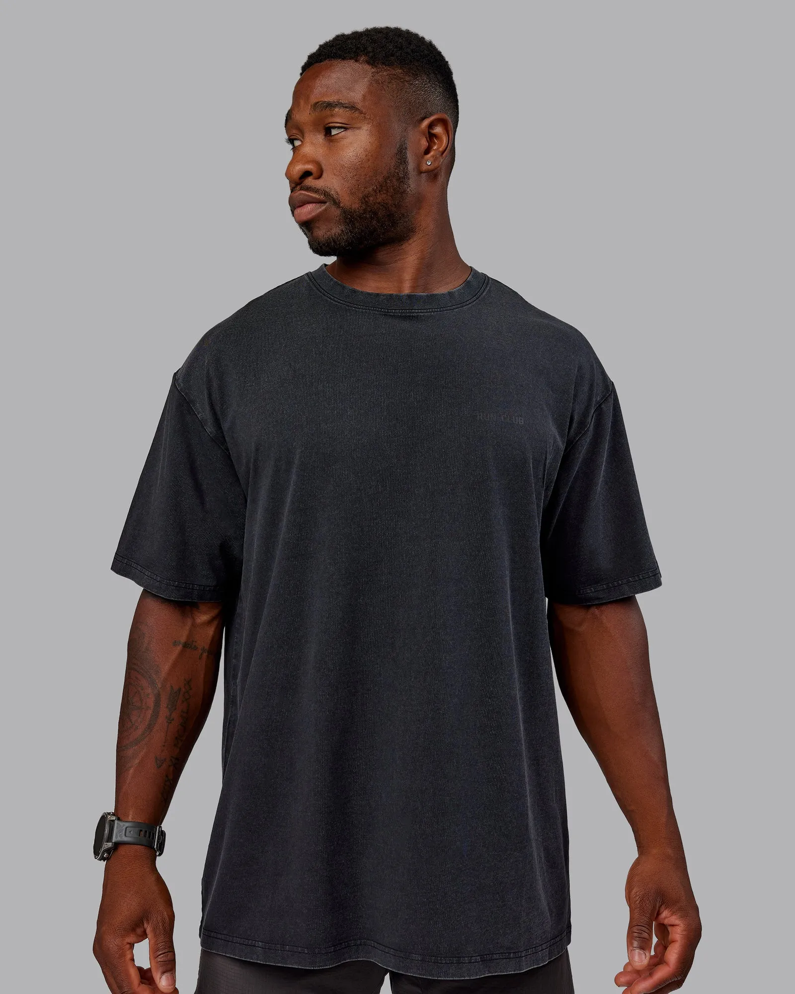 Washed RUN CLUB FLXCotton Tee Oversize - Black-Black sold by LSKD product image thumbnail 5