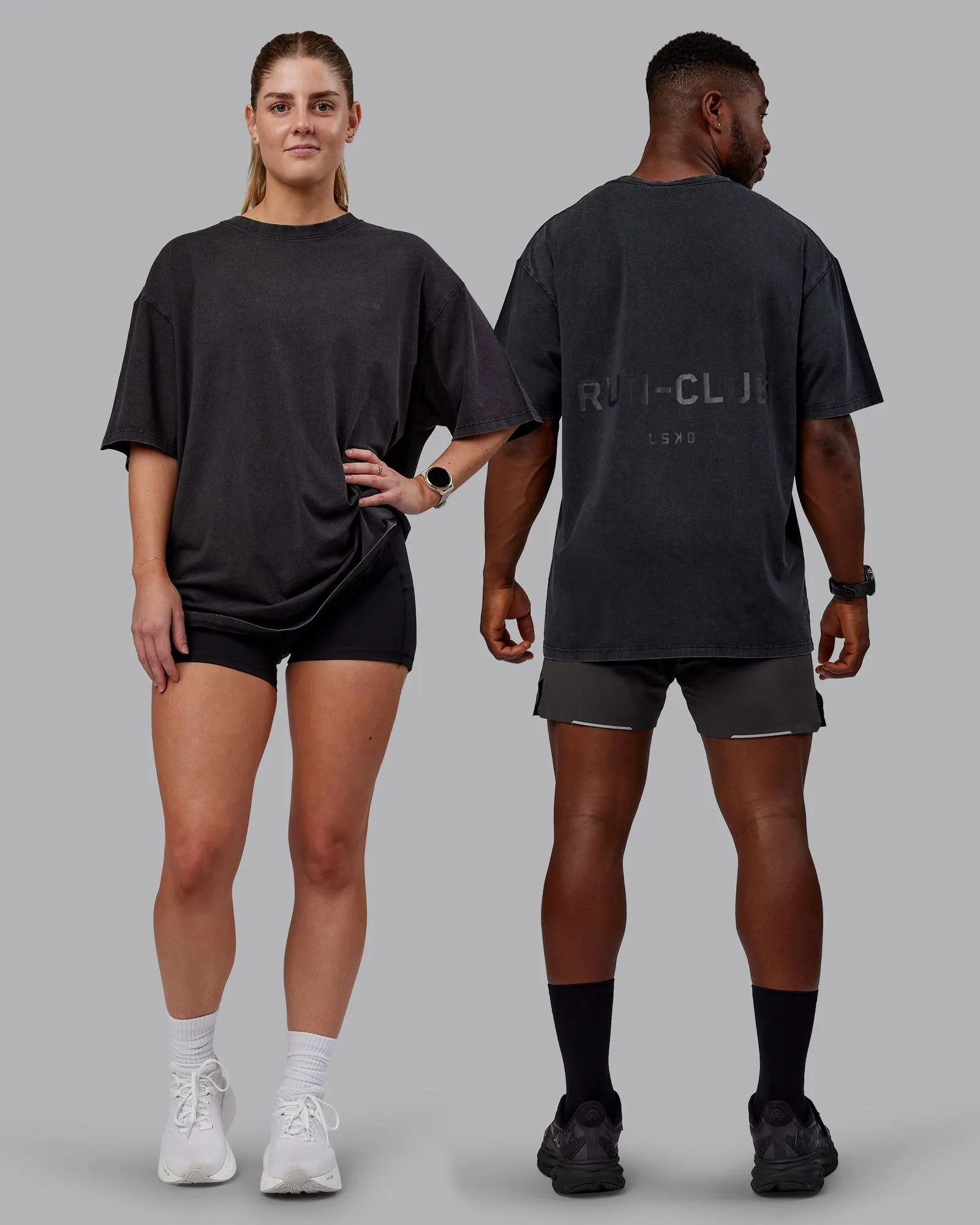 Washed RUN CLUB FLXCotton Tee Oversize - Black-Black sold by LSKD