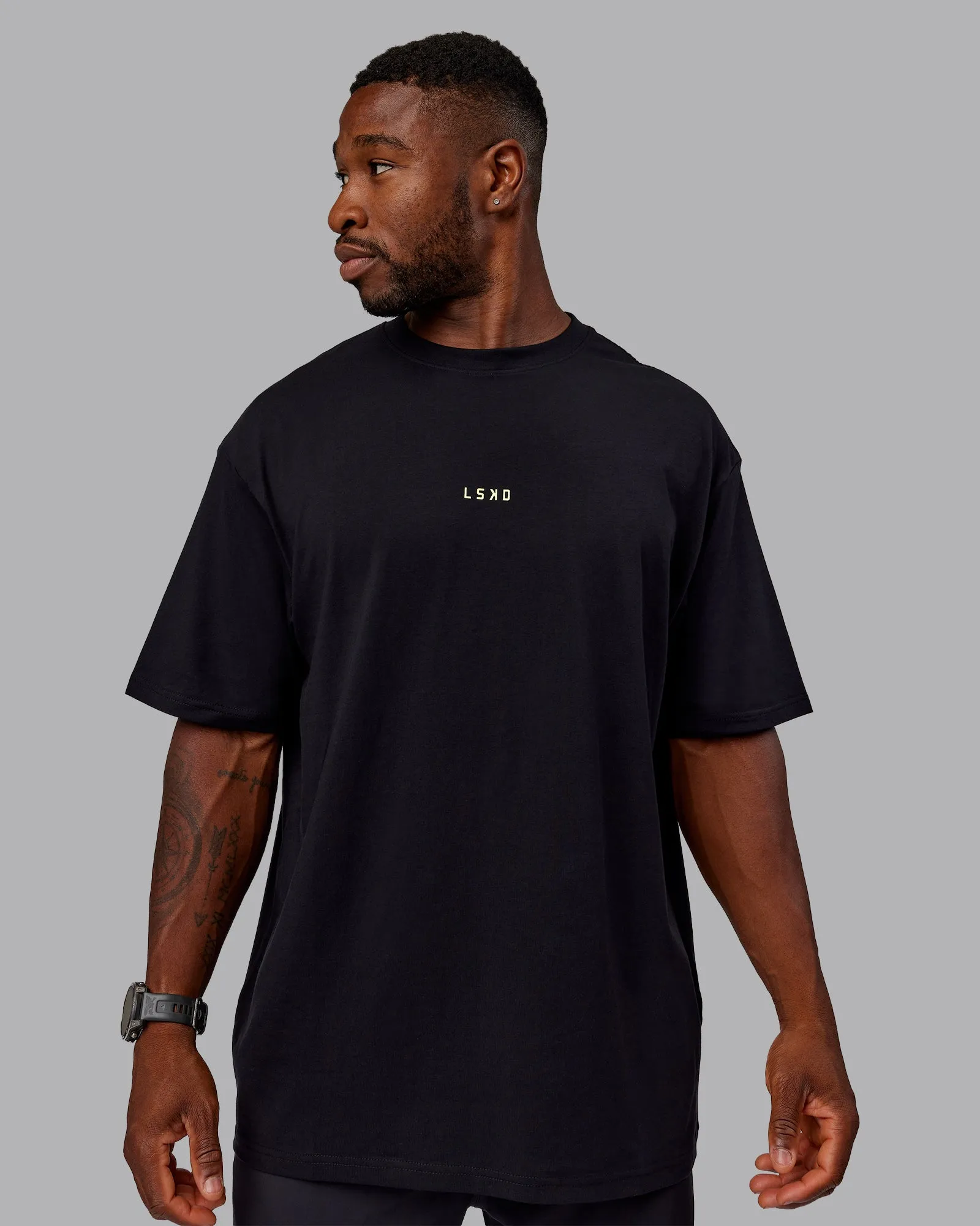 Leg It FLXCotton Oversized Tee - Black-Volt sold by LSKD product image thumbnail 5