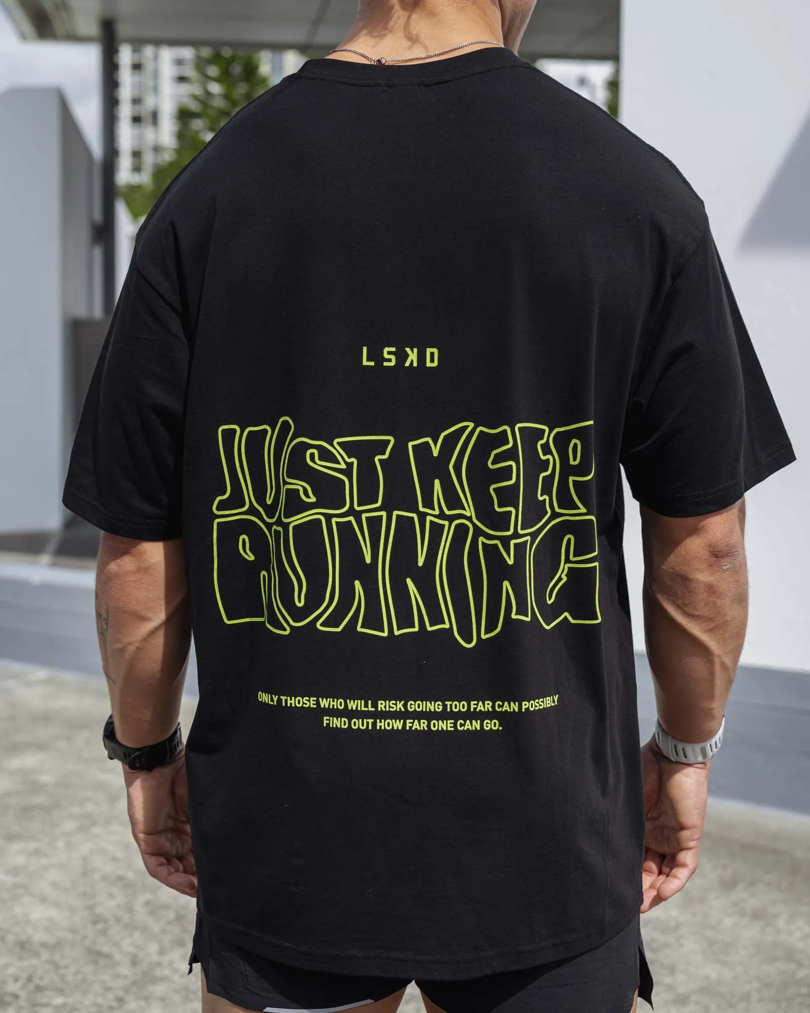 Leg It FLXCotton Oversized Tee - Black-Volt sold by LSKD product image thumbnail 4