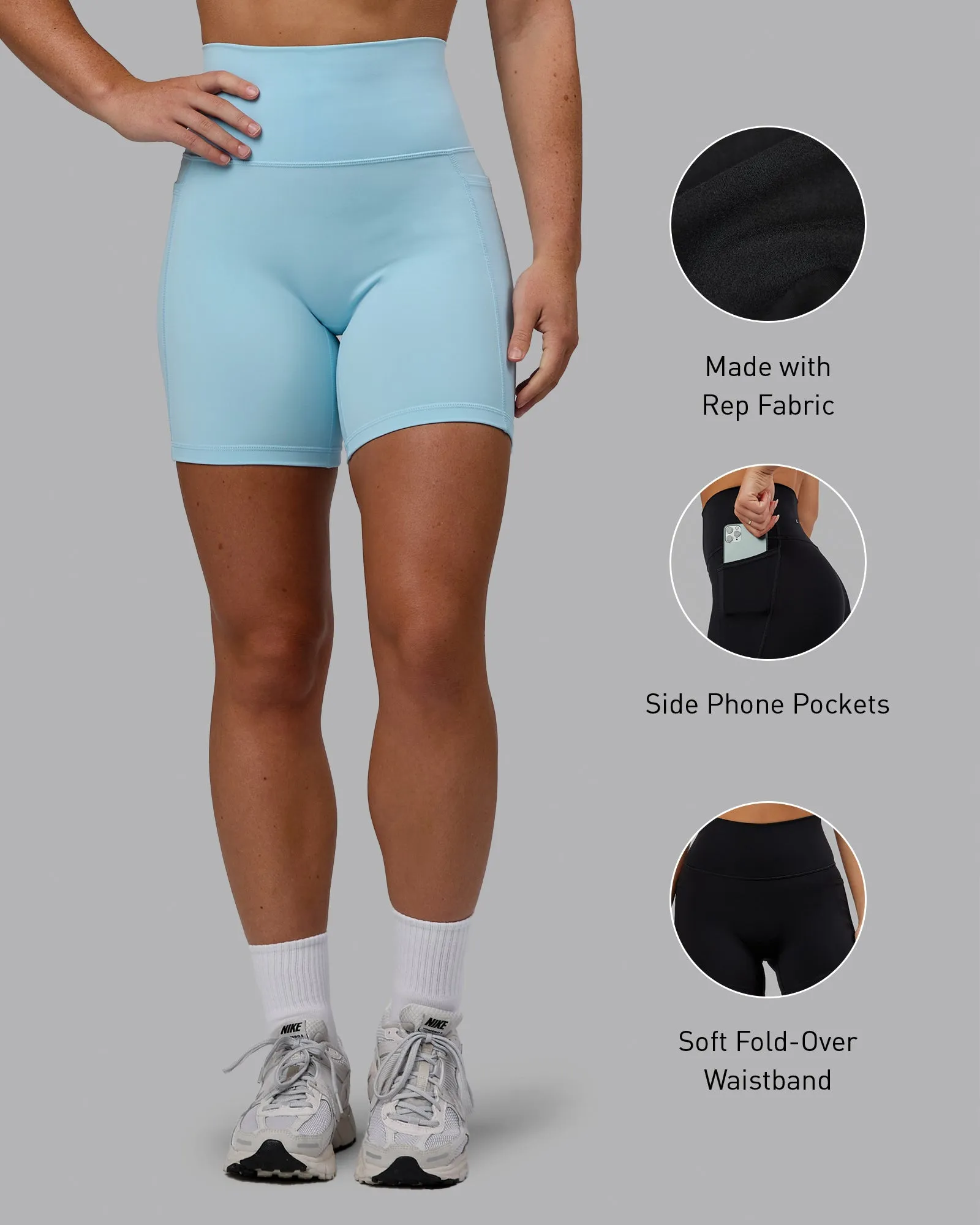 Fusion Mid Short Tight with Pockets - Glacial Blue sold by LSKD product image thumbnail 2