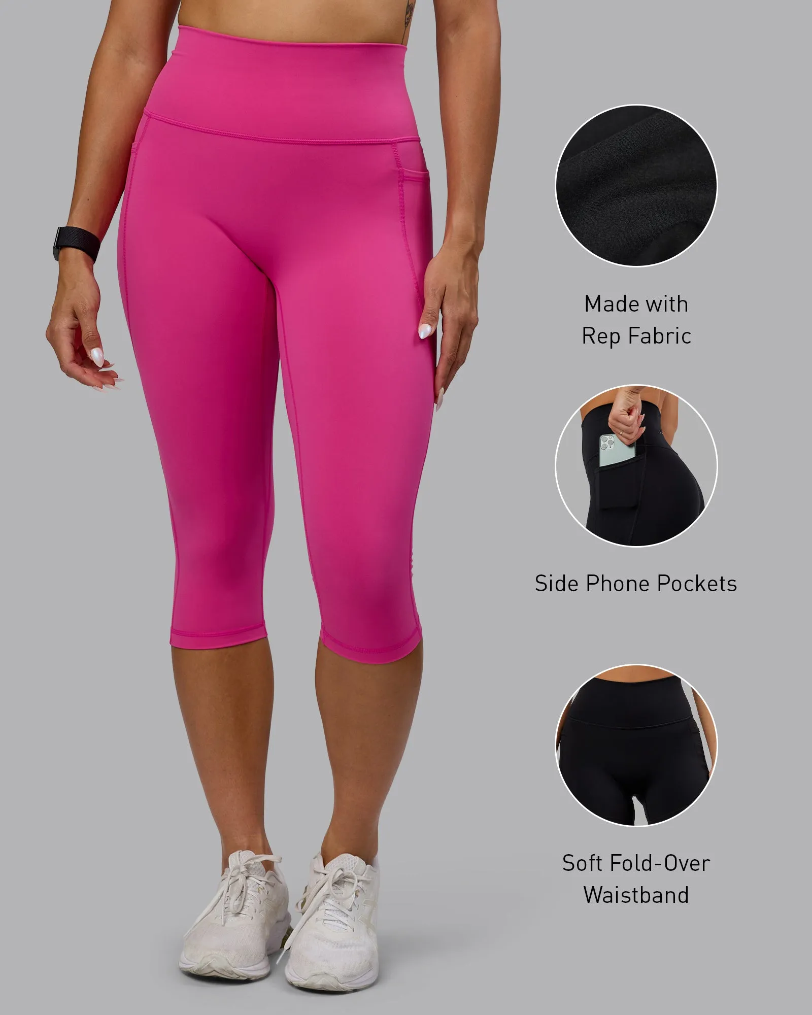 Fusion 3/4 Length Tight with Pockets - Fuchsia Pink sold by LSKD product image thumbnail 2