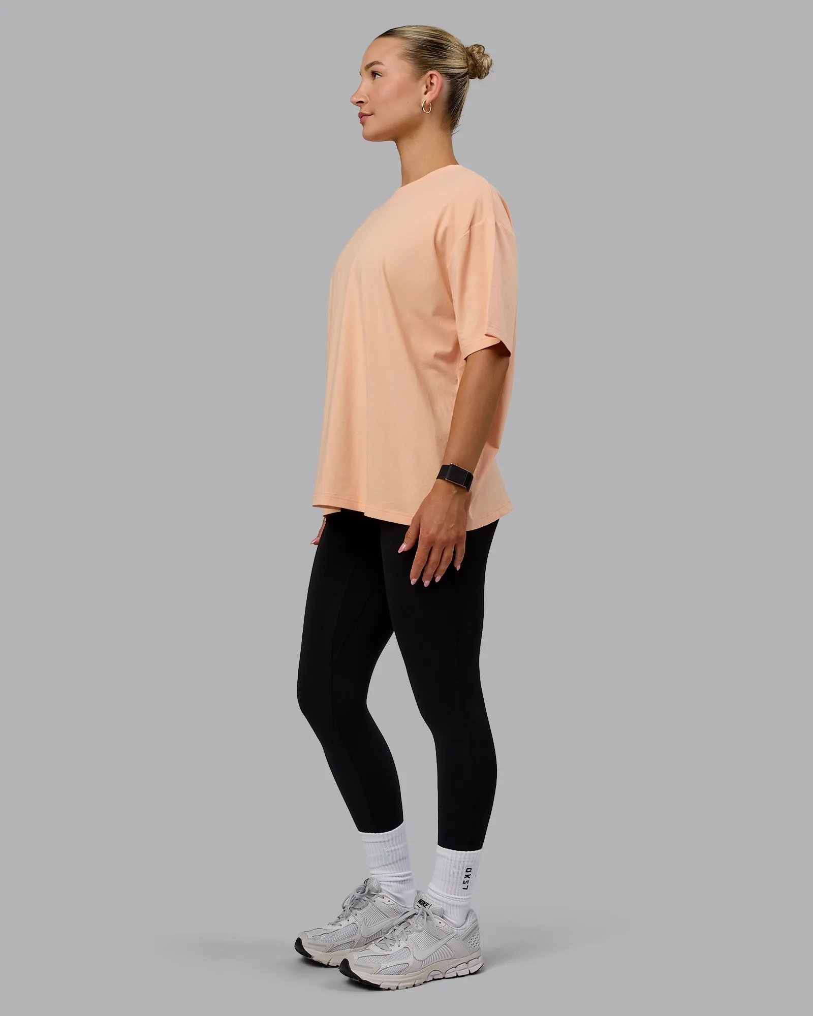 Go-To Set The Standard FLXCotton Oversized Tee - Peach Fuzz -White sold by LSKD product image thumbnail 5