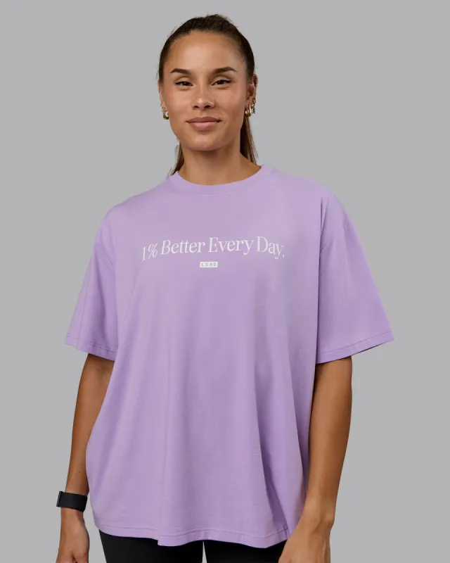Go-To 1% Better FLXCotton Oversized Tee - Pale Lilac-White sold by LSKD