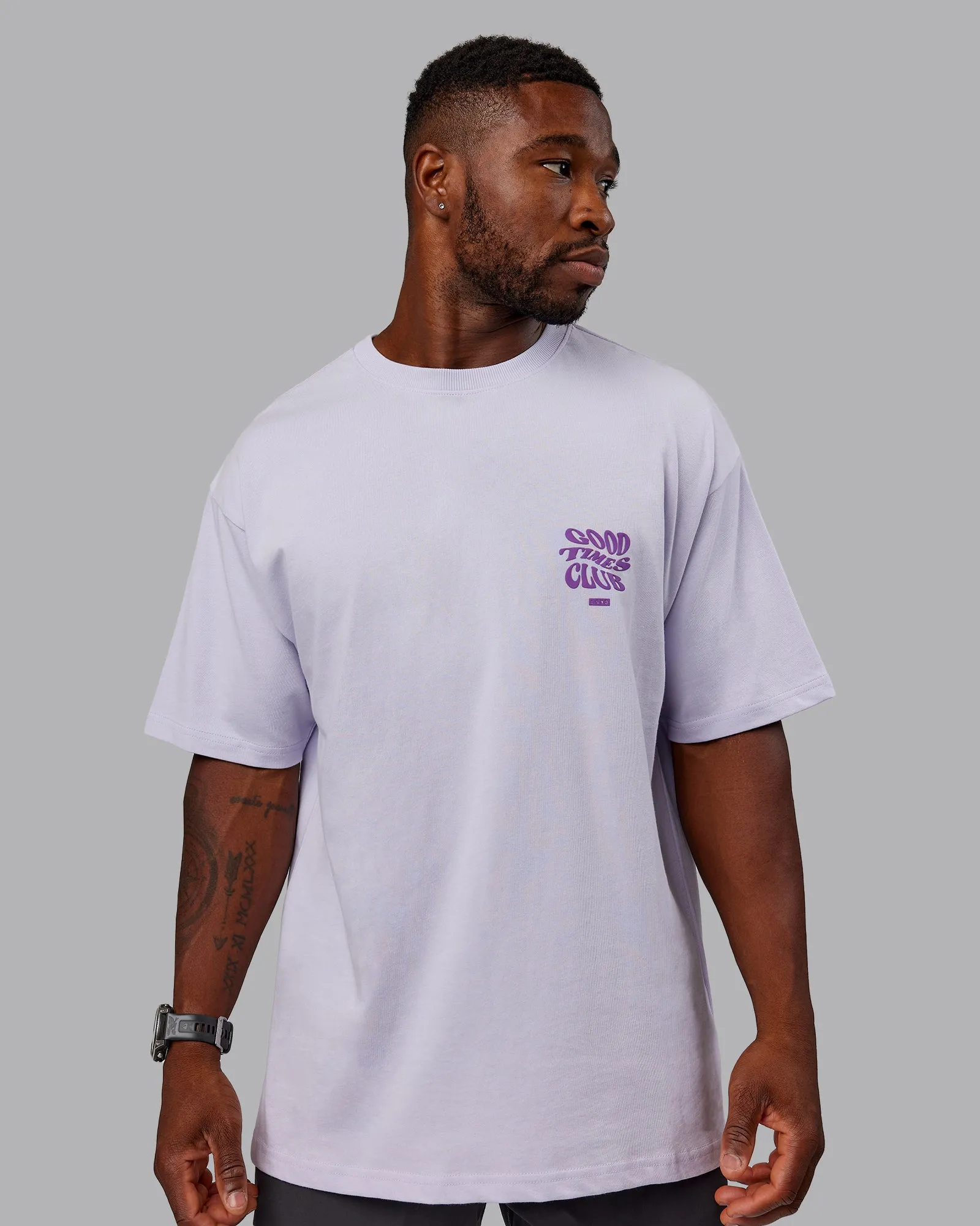 Unisex Good Times Heavyweight Tee Oversize - Purple Heather-Purple Swirl sold by LSKD product image thumbnail 3