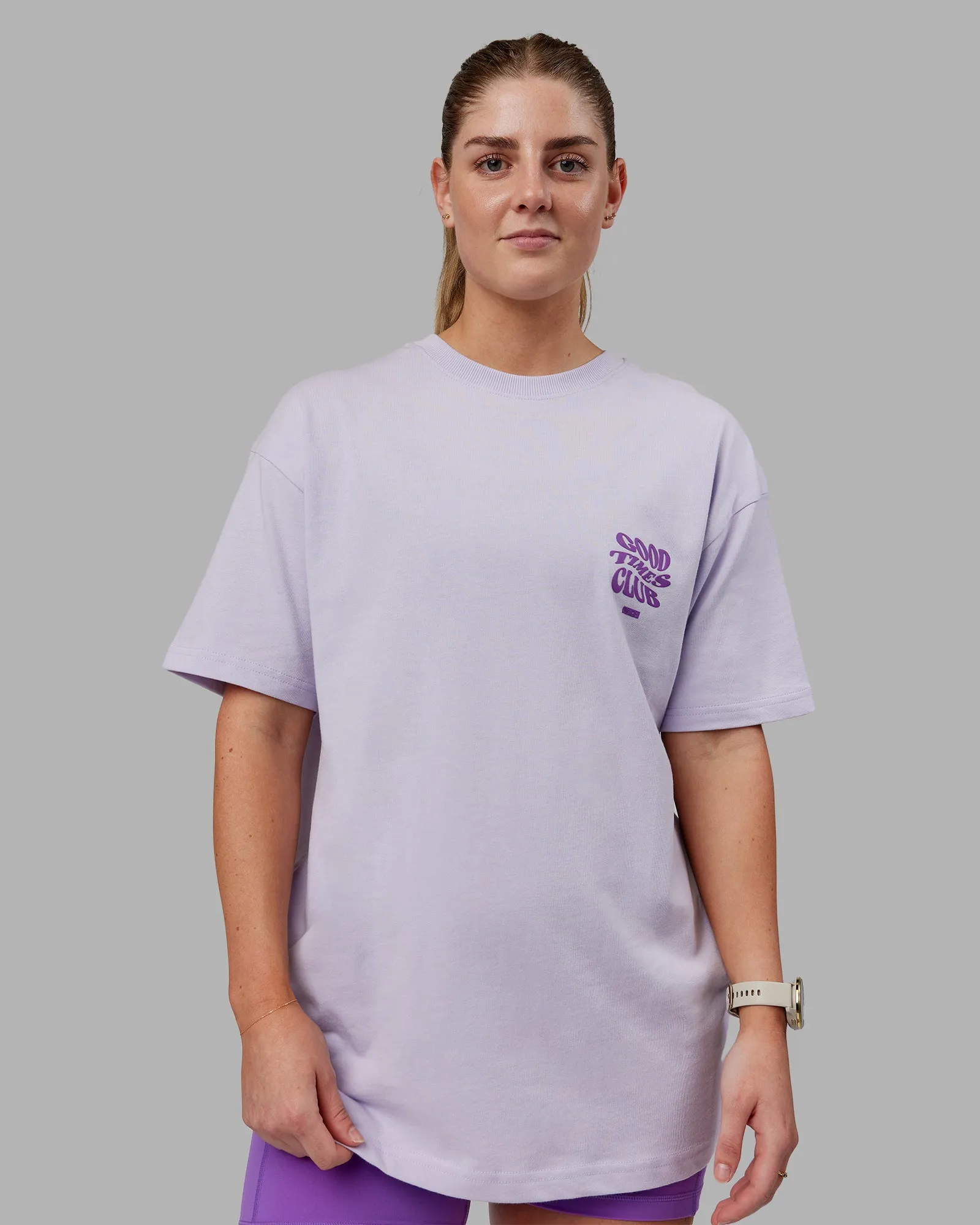 Unisex Good Times Heavyweight Tee Oversize - Purple Heather-Purple Swirl sold by LSKD product image thumbnail 4