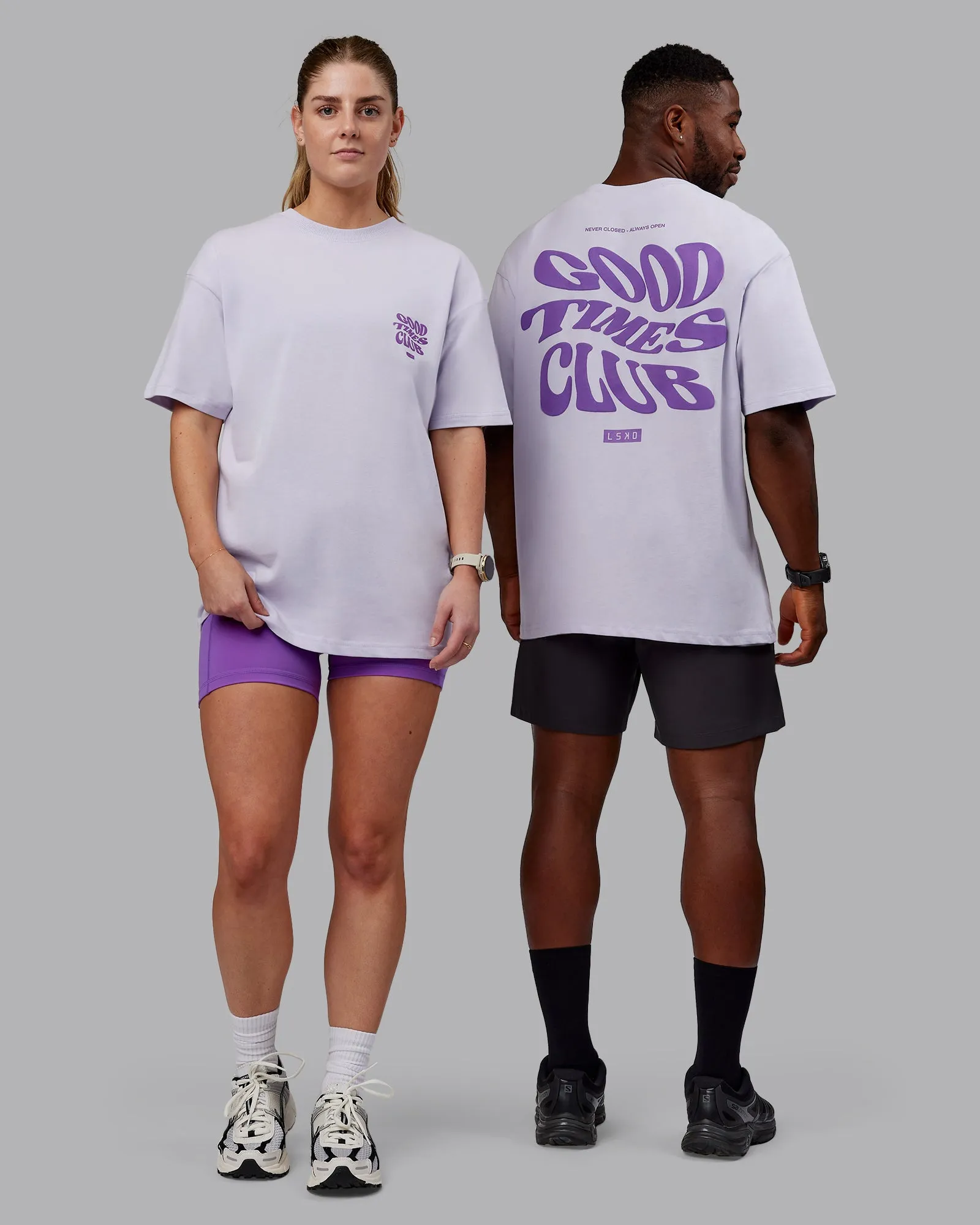 Unisex Good Times Heavyweight Tee Oversize - Purple Heather-Purple Swirl sold by LSKD product image thumbnail 2