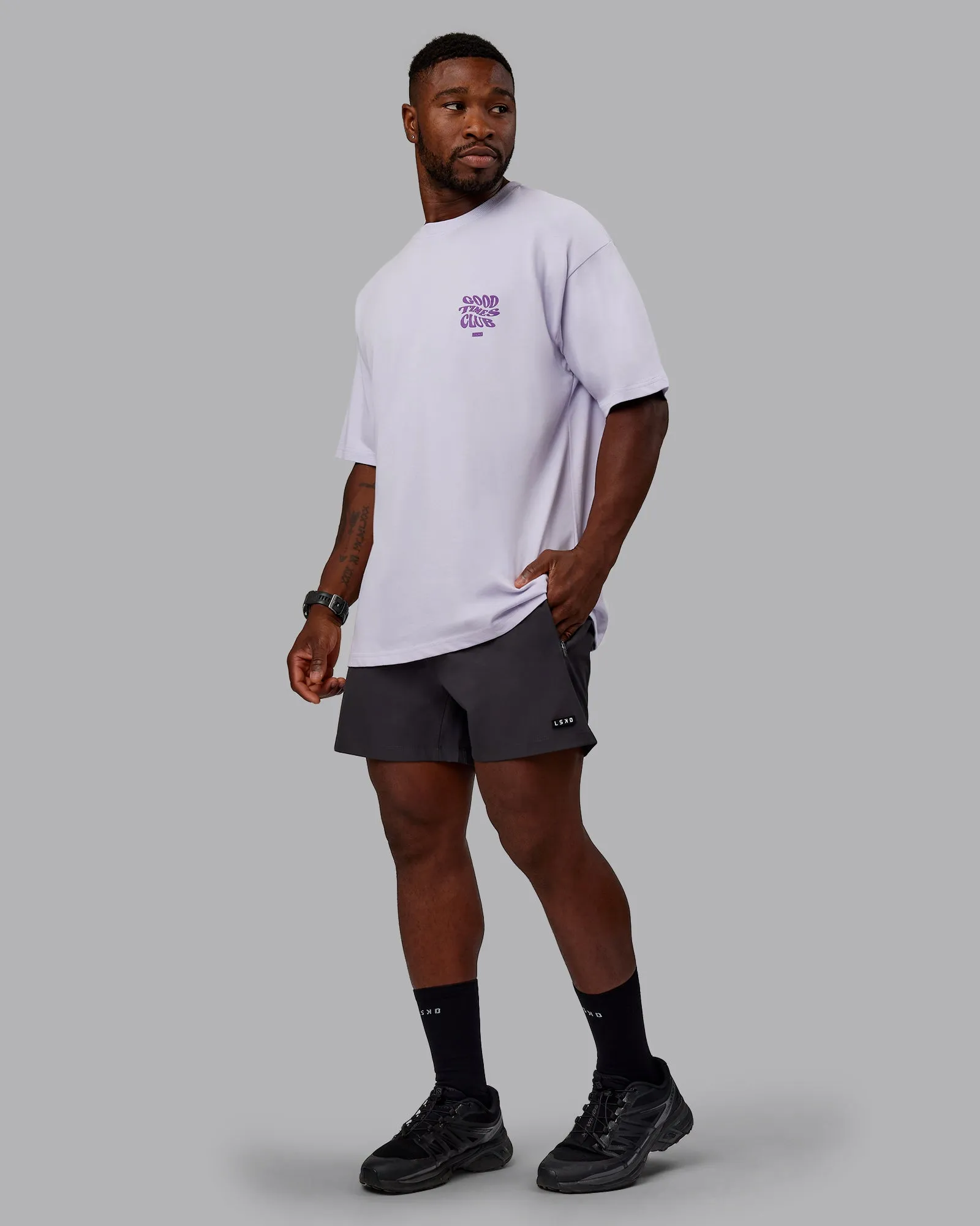 Unisex Good Times Heavyweight Tee Oversize - Purple Heather-Purple Swirl sold by LSKD product image thumbnail 5