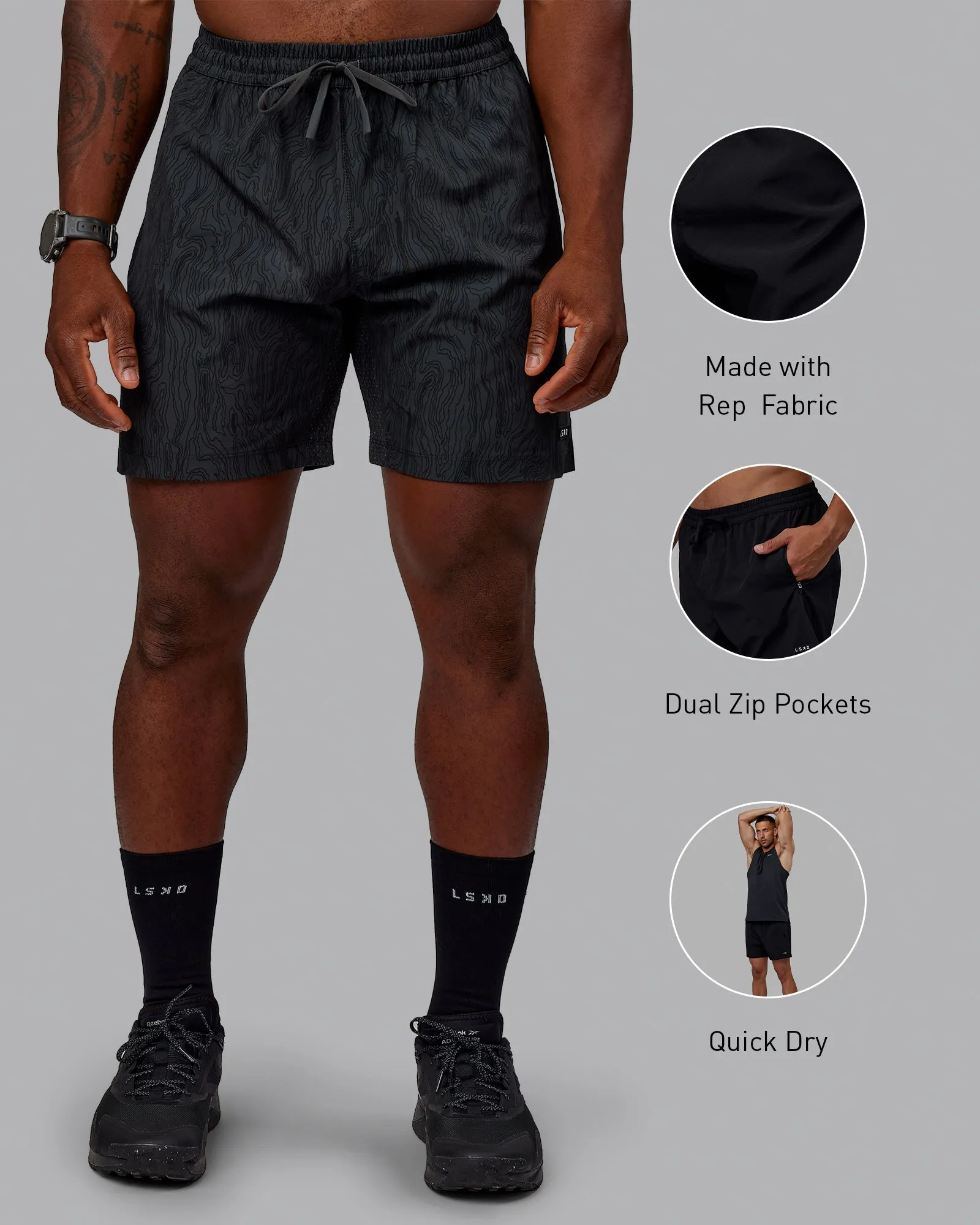 Rep 7" Performance Short - Topographic Black sold by LSKD product image thumbnail 2