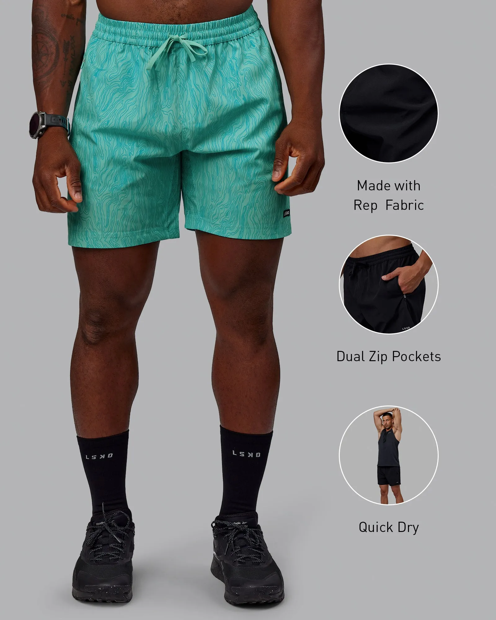 Rep 7" Performance Shorts - Topographic Blue Bird sold by LSKD product image thumbnail 2